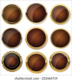 Vector Badges of Gold and black Seal Set