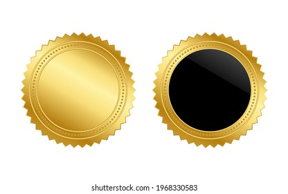 Vector of badges gold seal with frame.