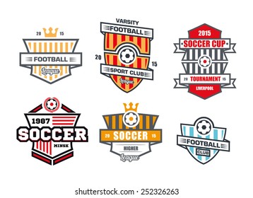 vector Badges logos for football teams and tournaments, championships  basketball,	hockey, baseball, soccer