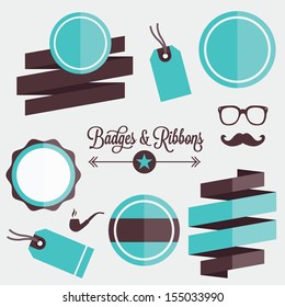 Vector Badges Stickers Labels and Ribbons Set 1