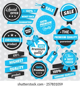 Vector Badges Stickers and Ribbons Set