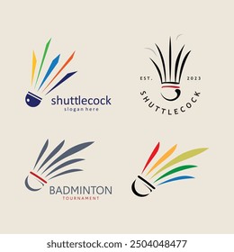 Icono de logotipo de bádminton Vector. Diseño minimalista de ilustración de Shuttlecock.