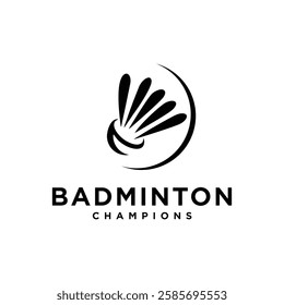 Vector Badminton Logo Icon. Minimalist concept Shuttlecock Illustration Design