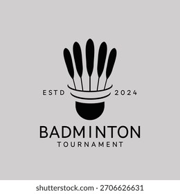 Icono de logotipo de bádminton Vector. Diseño minimalista de ilustración de Shuttlecock.