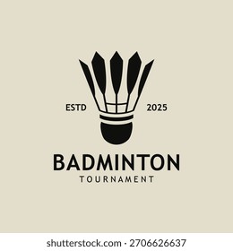 Ícone De Logotipo Vetor Badminton. Design minimalista de ilustração Shuttlecock.