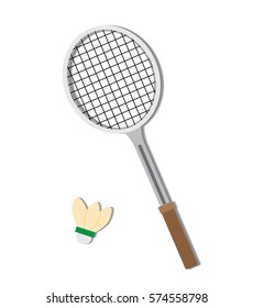 Vector of badminton racket and shuttlecock
