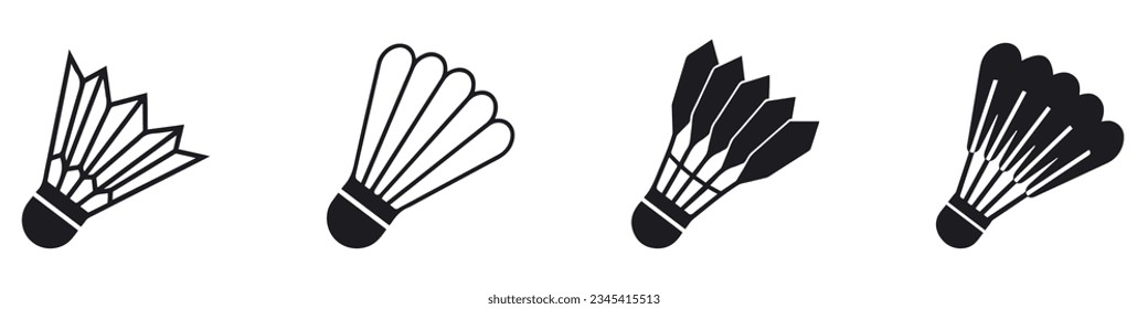 Vector badminton shuttlecock icon. Two-tone version on black and white background.EPS 10