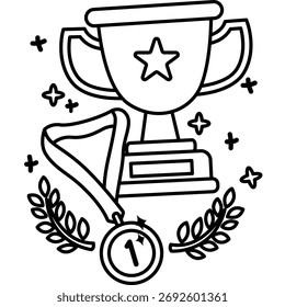 um vetor de badminton troféu e medalha
