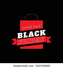 vector with bag and black friday image in red and white