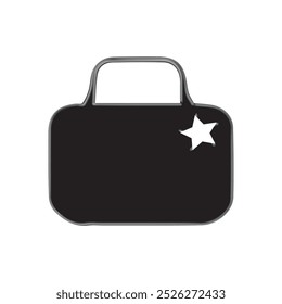 Um design de ícone de saco de vetor com estrela no fundo branco.