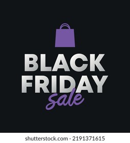 Vector bag illustration. Black Friday promo, marketing, sales, discount, social media.
