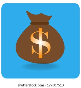 vector Bag of money on blue background