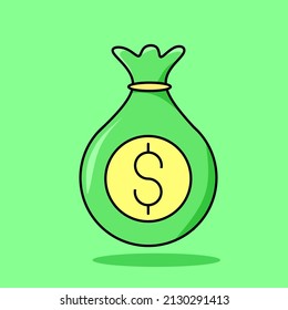 vector of a bag of money. with outline. suitable for collection books, stickers, clip art, educational methods and more.