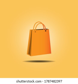 vector bag shop realistic 3d design isoated on yellow background.