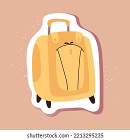 Pegatina de bolsos vectoriales en forma de doodle. Icono de equipaje aislado con contorno blanco
