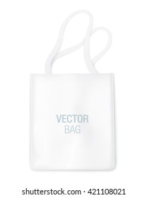 Vector bag template. White bag isolated on background. Realistic mockup.