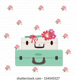 Vector bag vintage on rose background