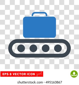 Vector Baggage Conveyor EPS vector icon. Illustration style is flat iconic bicolor smooth blue symbol on a transparent background.