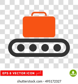 Vector Baggage Conveyor EPS vector icon. Illustration style is flat iconic bicolor orange and gray symbol on a transparent background.