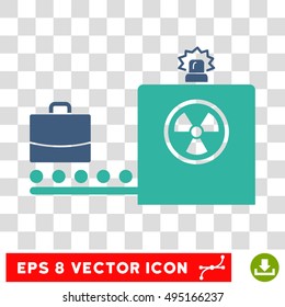 Vector Baggage Screening EPS vector pictogram. Illustration style is flat iconic bicolor cobalt and cyan symbol on a transparent background.