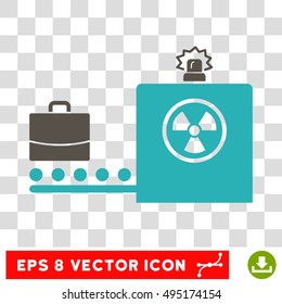 Vector Baggage Screening EPS vector pictogram. Illustration style is flat iconic bicolor grey and cyan symbol on a transparent background.