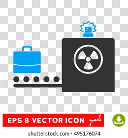 Vector Baggage Screening EPS vector pictogram. Illustration style is flat iconic bicolor blue and gray symbol on a transparent background.