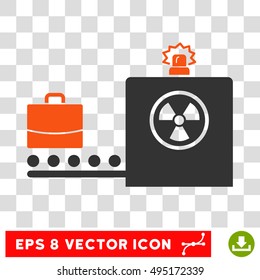 Vector Baggage Screening EPS vector pictograph. Illustration style is flat iconic bicolor orange and gray symbol on a transparent background.