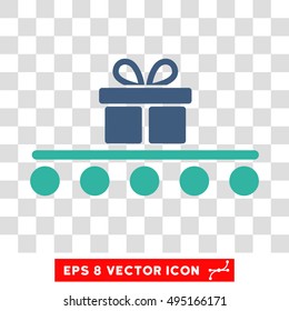Vector Baggage Transportation EPS vector pictogram. Illustration style is flat iconic bicolor cobalt and cyan symbol on a transparent background.