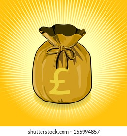 Vector Bags Of Money Show A Success./British Pound Sterling Gold Bag Of Money Save For Success.