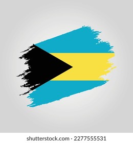 Vector Bahamas flag Brush stroke with grunge background template