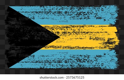 Vector Bahamas flag in grunge style on transparent background
