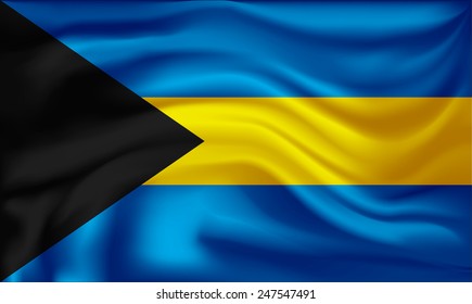 Vector Bahamas flag, three dimensional render, satin texture