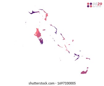 Vector de las Bahamas cartografía colorido mosaico de triángulo rojo polígono con fondo blanco. degradado de estilo.