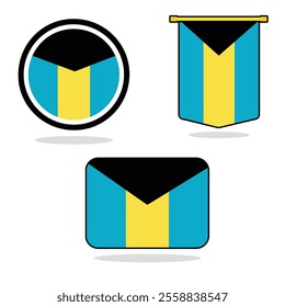 Vector Bahamas set of flag banner Bahamas flag with white background Vector illustration design Bahamas independence day banner design 