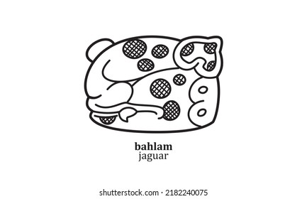 vector bahlam (jaguar) mayan symbol hieroglyphic illustration icon