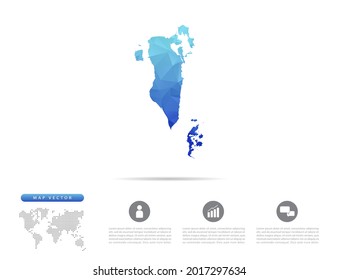 Vector Bahrain map blue polygon triangle mosaic for presentation. Creative concept for infographic.