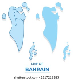 Conjunto de mapas de Vector de Bahréin simple ilustración de estilo plano y esquemático