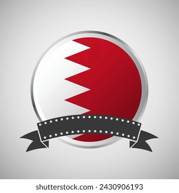 Vector Bahrain Round Flag Banner Vector Illustration