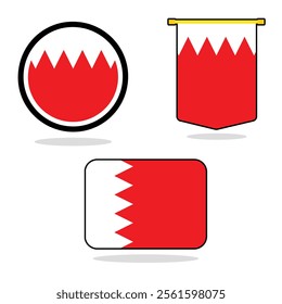 Vector Bahrain set of flag banner Bahrain flag with white background Vector illustration design Bahrain independence day banner design