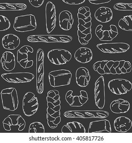  Vector. Bake / Bread mix seamless background. Good for packaging, wrapping paper or other accessories for bakery. Black and white pattern. 