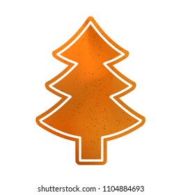 Vector Baked Christmas Tree Isolated on White Background. Sweet Classic Cookie