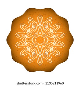Vector Baked Cookies with White Snowflake. Sweet Classic Christmas Cookie