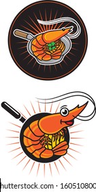 Vector for Baked shrimp with vermicelli, Thai food menu