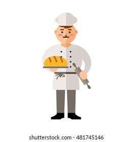 Vector Baker. Flat style colorful Cartoon illustration.