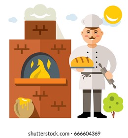 Vector Baker. Flat style colorful Cartoon illustration.
