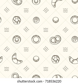 vector bakery banner template. Seamless pattern. Can be use for bakery, pastry, cafe, shop and products. Vintage hand drawn illustration