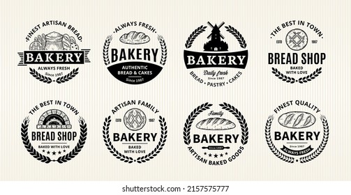 Vector bakery and bread labels, icons and design elements