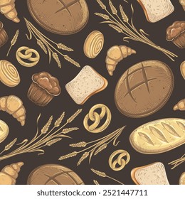 Vector Bakery Bread Seamless Pattern