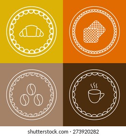 Vector bakery and coffe emblems and icons in outline style - abstract logo design elements