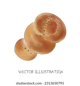 vector bakery coffee illustration with watercolor on white background
